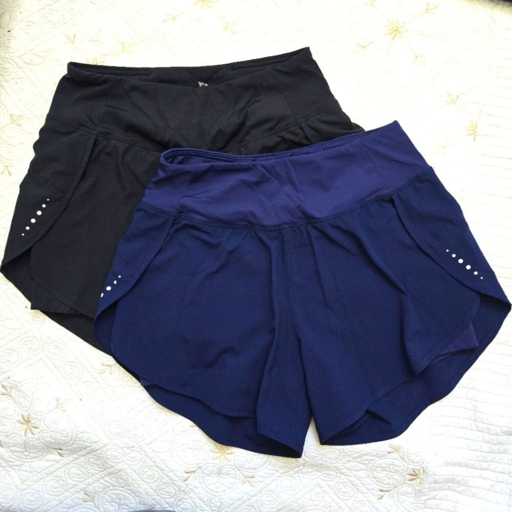 [Lot of 2] Baleaf Womens Flyleaf Dual Shorts XS Black Blue Workout Running Gym